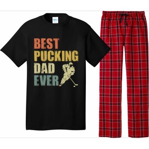 Cool Hockey Dad Gift Funny Best Pucking Dad Ever Sports Gag Gift Pajama Set