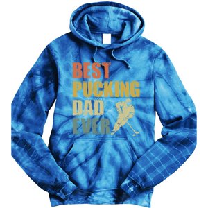 Cool Hockey Dad Gift Funny Best Pucking Dad Ever Sports Gag Gift Tie Dye Hoodie