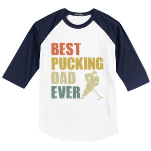 Cool Hockey Dad Gift Funny Best Pucking Dad Ever Sports Gag Gift Baseball Sleeve Shirt