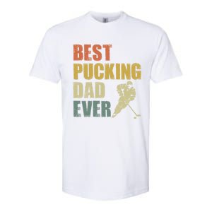 Cool Hockey Dad Gift Funny Best Pucking Dad Ever Sports Gag Gift Softstyle CVC T-Shirt