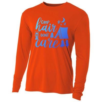 Camp Hair Dont Care Camping Hiking Mountaineering Gift Cooling Performance Long Sleeve Crew