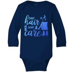 Camp Hair Dont Care Camping Hiking Mountaineering Gift Baby Long Sleeve Bodysuit