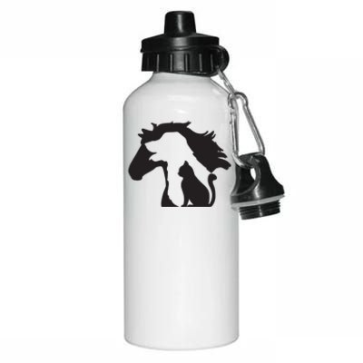 Cute Horse Dog Cat Lover Tee Women Mothers Day Aluminum Water Bottle 