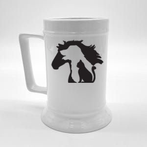 Cute Horse Dog Cat Lover Tee Women Mothers Day Beer Stein