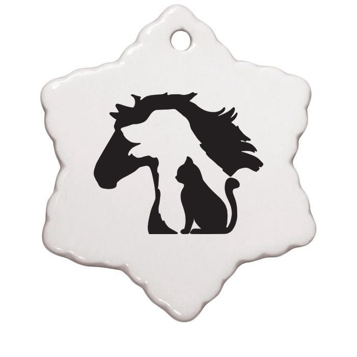 Cute Horse Dog Cat Lover Tee Women Mothers Day Ceramic Star Ornament