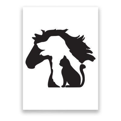 Cute Horse Dog Cat Lover Tee Women Mothers Day Poster