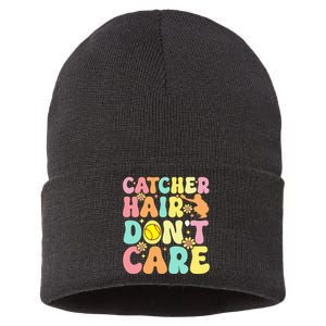 Catcher Hair DonT Care Softball Catcher Softball Player Sustainable Knit Beanie