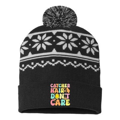 Catcher Hair DonT Care Softball Catcher Softball Player USA-Made Snowflake Beanie