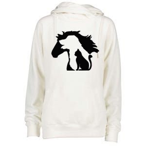 Cute Horse Dog Cat Lover Mother's Day Womens Funnel Neck Pullover Hood