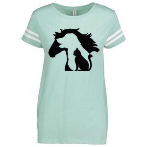 Cute Horse Dog Cat Lover Mother's Day Enza Ladies Jersey Football T-Shirt