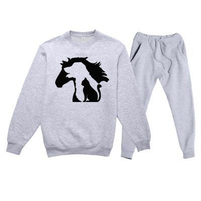 Cute Horse Dog Cat Lover Mother's Day Premium Crewneck Sweatsuit Set