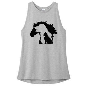 Cute Horse Dog Cat Lover Mother's Day Ladies PosiCharge Tri-Blend Wicking Tank