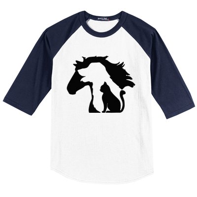 Cute Horse Dog Cat Lover Mother's Day Baseball Sleeve Shirt