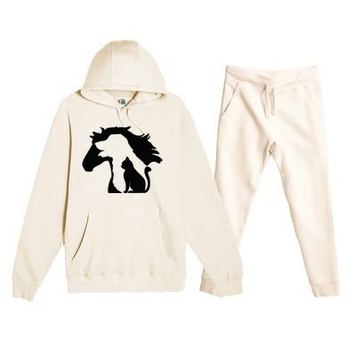 Cute Horse Dog Cat Lover Mother's Day Premium Hooded Sweatsuit Set