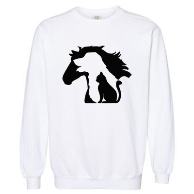 Cute Horse Dog Cat Lover Mother's Day Garment-Dyed Sweatshirt