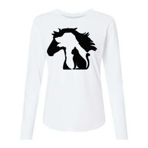 Cute Horse Dog Cat Lover Mother's Day Womens Cotton Relaxed Long Sleeve T-Shirt