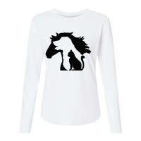 Cute Horse Dog Cat Lover Mother's Day Womens Cotton Relaxed Long Sleeve T-Shirt