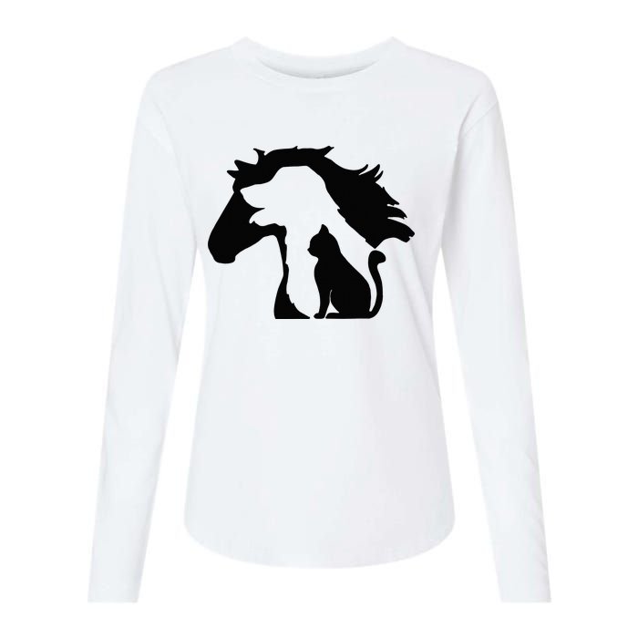 Cute Horse Dog Cat Lover Mother's Day Womens Cotton Relaxed Long Sleeve T-Shirt