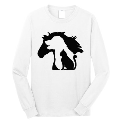 Cute Horse Dog Cat Lover Mother's Day Long Sleeve Shirt