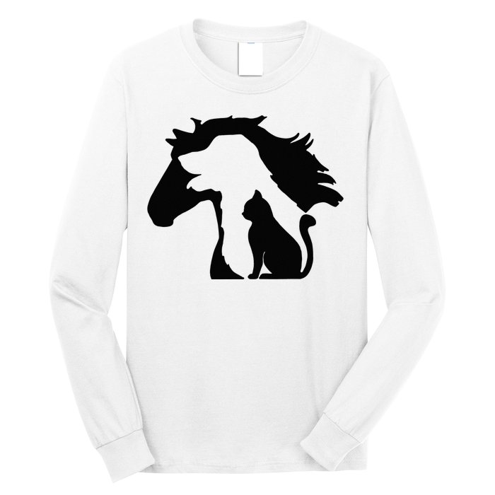 Cute Horse Dog Cat Lover Mother's Day Long Sleeve Shirt