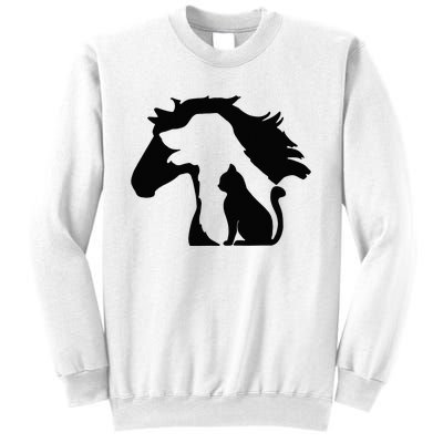 Cute Horse Dog Cat Lover Mother's Day Sweatshirt