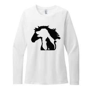 Cute Horse Dog Cat Lover Mother's Day Womens CVC Long Sleeve Shirt