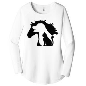 Cute Horse Dog Cat Lover Mother's Day Women's Perfect Tri Tunic Long Sleeve Shirt