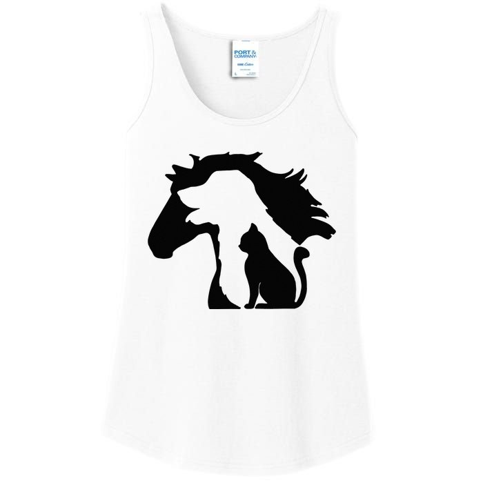 Cute Horse Dog Cat Lover Mother's Day Ladies Essential Tank