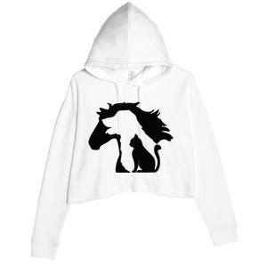 Cute Horse Dog Cat Lover Mother's Day Crop Fleece Hoodie