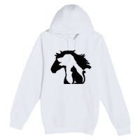 Cute Horse Dog Cat Lover Mother's Day Premium Pullover Hoodie