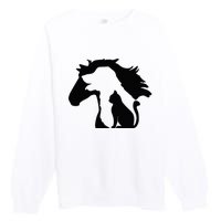 Cute Horse Dog Cat Lover Mother's Day Premium Crewneck Sweatshirt