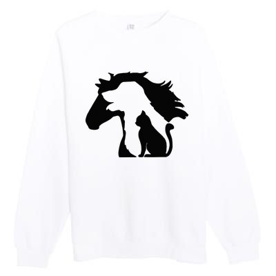 Cute Horse Dog Cat Lover Mother's Day Premium Crewneck Sweatshirt