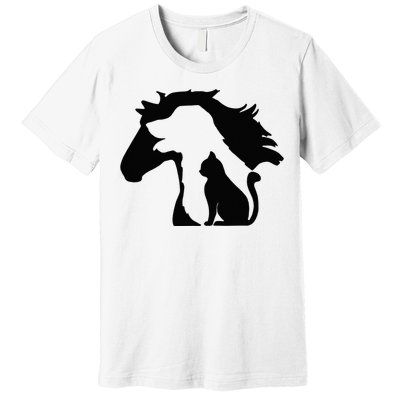 Cute Horse Dog Cat Lover Mother's Day Premium T-Shirt