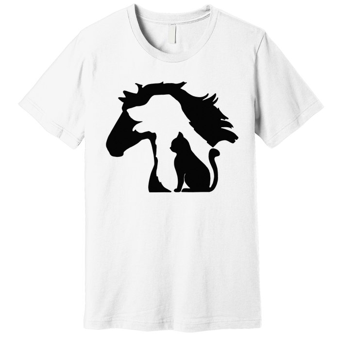 Cute Horse Dog Cat Lover Mother's Day Premium T-Shirt