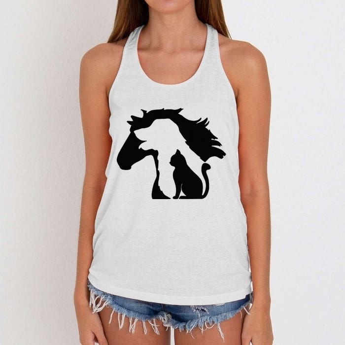 Cute Horse Dog Cat Lover Mother's Day Women's Knotted Racerback Tank