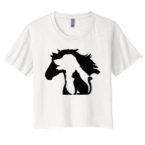 Cute Horse Dog Cat Lover Mother's Day Women's Crop Top Tee