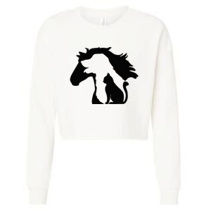 Cute Horse Dog Cat Lover Mother's Day Cropped Pullover Crew