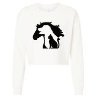 Cute Horse Dog Cat Lover Mother's Day Cropped Pullover Crew