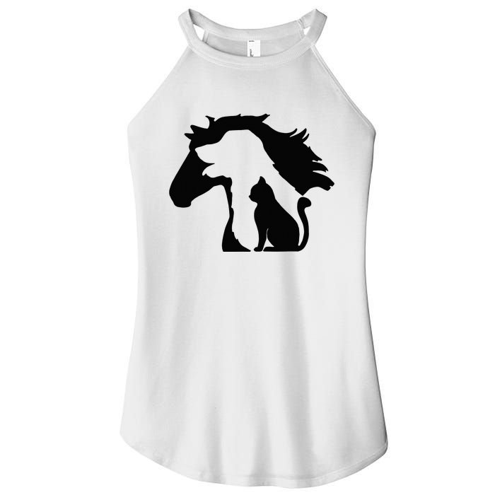 Cute Horse Dog Cat Lover Mother's Day Women's Perfect Tri Rocker Tank