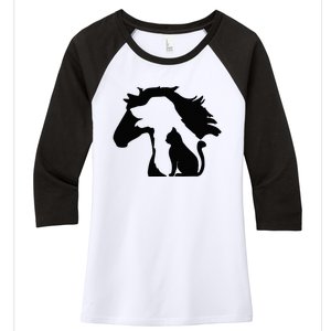 Cute Horse Dog Cat Lover Mother's Day Women's Tri-Blend 3/4-Sleeve Raglan Shirt