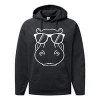 Cool Hippo Design Cute Hippopotamus With Sunglass Performance Fleece Hoodie