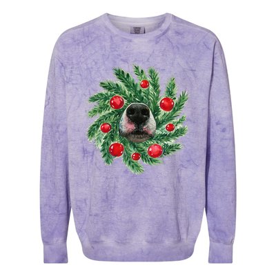 Cute Husky Dog Nose Christmas Wreath Dog Mom Dog Lover Colorblast Crewneck Sweatshirt