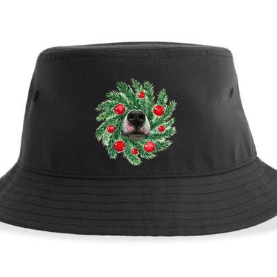 Cute Husky Dog Nose Christmas Wreath Dog Mom Dog Lover Sustainable Bucket Hat