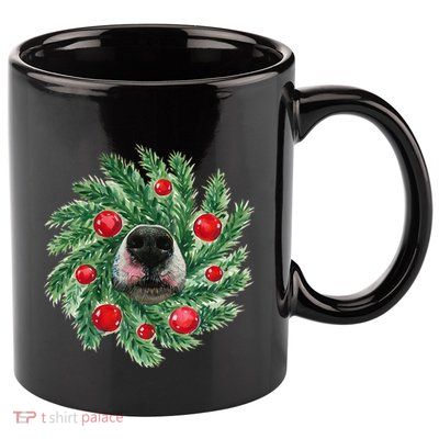 Cute Husky Dog Nose Christmas Wreath Dog Mom Dog Lover 11oz C Handle Ceramic Mug