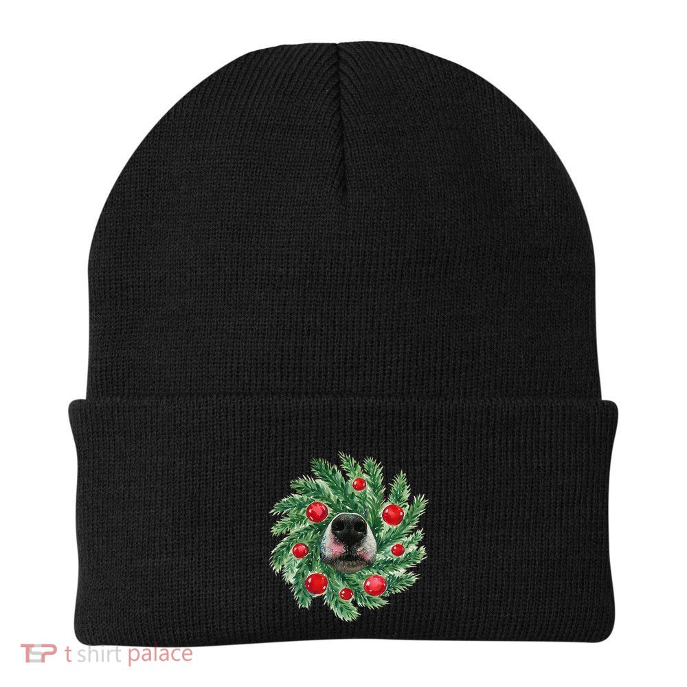 Cute Husky Dog Nose Christmas Wreath Dog Mom Dog Lover Beanie