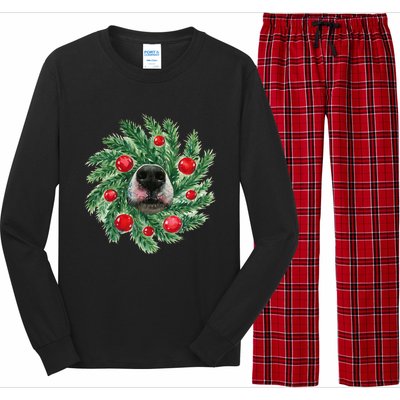 Cute Husky Dog Nose Christmas Wreath Dog Mom Dog Lover Long Sleeve Pajama Set