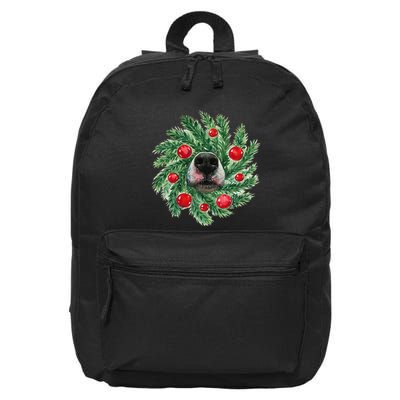Cute Husky Dog Nose Christmas Wreath Dog Mom Dog Lover 16 in Basic Backpack