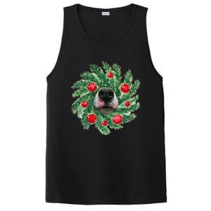 Cute Husky Dog Nose Christmas Wreath Dog Mom Dog Lover PosiCharge Competitor Tank