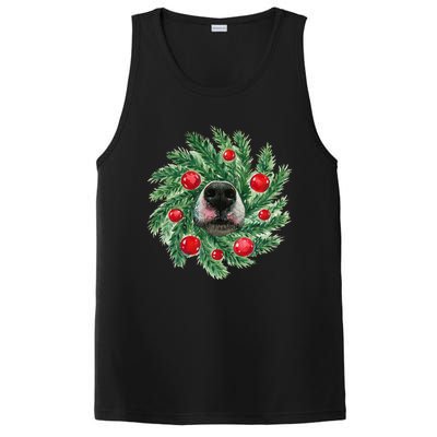 Cute Husky Dog Nose Christmas Wreath Dog Mom Dog Lover PosiCharge Competitor Tank