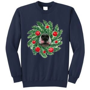 Cute Husky Dog Nose Christmas Wreath Dog Mom Dog Lover Sweatshirt